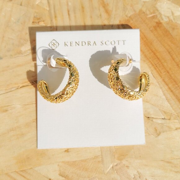 NEW Kendra Scott Harper Small Hoop Earrings Gold - Picture 1 of 3